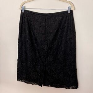 Ann Taylor Black Floral Lace Pencil Skirt